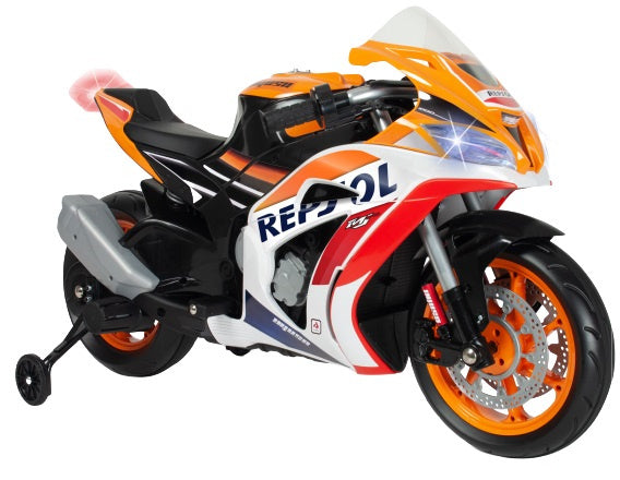 Repsol elektrische kindermotorfiets 12V oranje wit