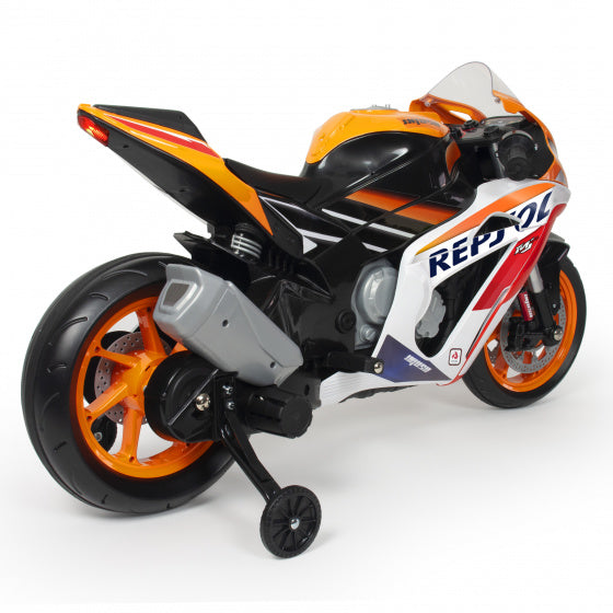 Repsol elektrische kindermotorfiets 12V oranje wit