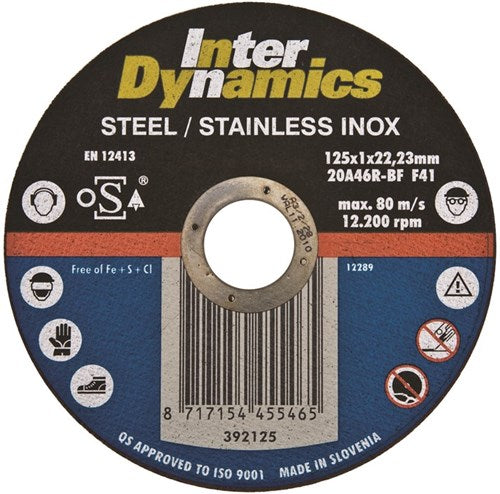 Interdynamics inter dynamics doorslijpschijf 125x1mm inox - 392125