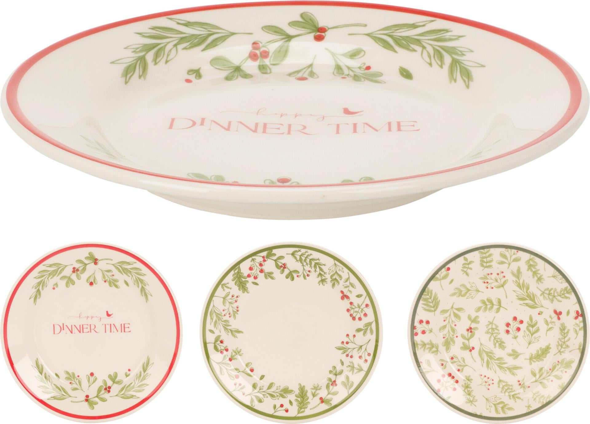 Home styling kerst dessertbord aardewerk ø19cm