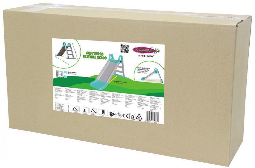 Grappige glijbaan junior 145 x 59 x 79 cm turquoise grijs