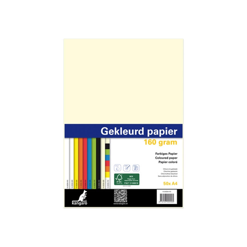 Kangaro kopieerpapier a4 160gr 50vel assorti kleuren