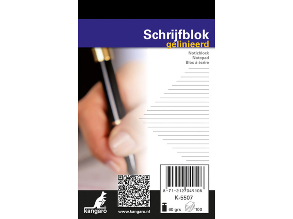 Kangaro schrijfblokken a7 lijn 60grs 100 blad pak a 10 stuks