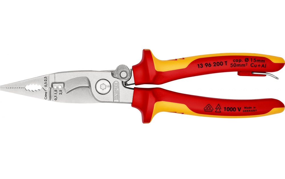 Knipex elektro installatietang 13 96 200 t (rood geel)