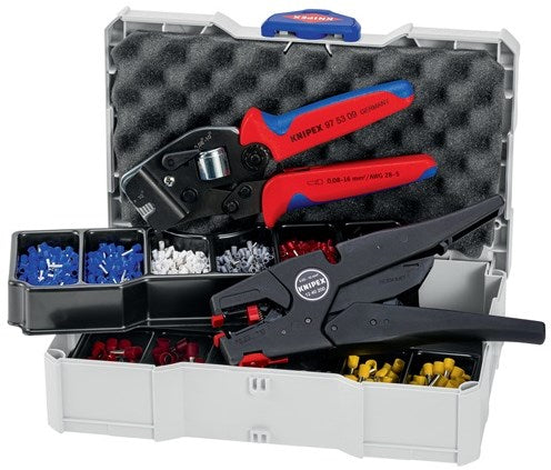 Knipex assortiment adereindhulzen | met krimptang en draadstriptang in systainer | 1 stuk - 97 90 16 - 97 90 16