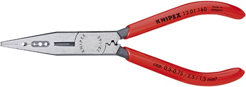 Knipex bedradingstang zwart geatramenteerd met kunststof bekleed 160 mm - 1301160