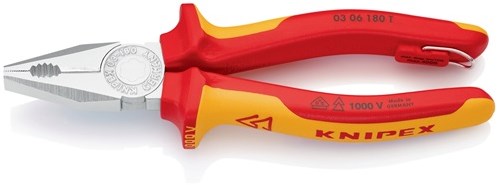 Knipex combinatietang | lengte 180 mm | meercomponenten mantels | verchroomd vde | 1 stuk - 03 06 180 t - 03 06 180 t