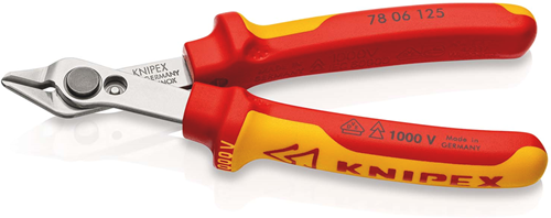 Knipex electronic super knips® vde | 125 mm lengte | geïsoleerd | meer-componentengrepen | vde-getest - 78 06 125 sb