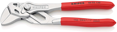 Knipex sleuteltang | 150 mm lengte | tang en schroefsleutel in eén | kunststof bekleed | verchroomd - 86 03 150 sb