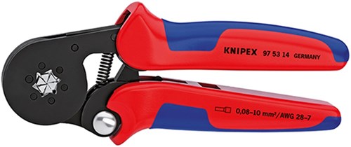 Knipex krimptang 97 53 14 sb (rood blauw, met zij-ingang)
