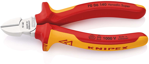 Knipex zijsnijtang | 140 mm lengte | geïsoleerd | meer-componentengrepen | vde-getest | verchroomd - 70 06 140 sb