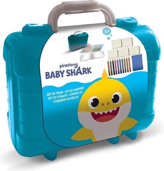 Jonotoys multiprint stempelkoffer babyhaai, met 5 houten stempels