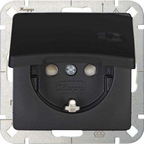 Enzo kopp hk05 mat zwart inbouw stopcontact ra met deksel - 4621710
