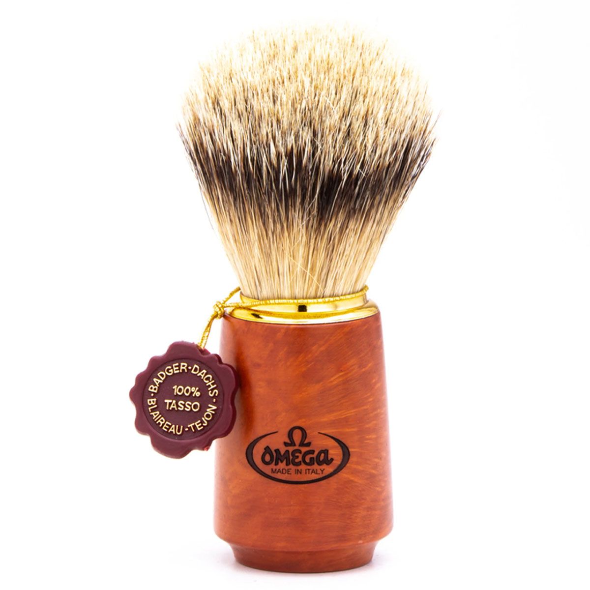 Omega scheerkwast 100% silvertip badger bruyèrehout handvat 11cm