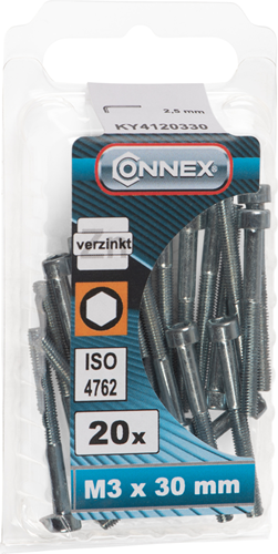 Connex binnenzeskantbout cy m3x30 20st vz - ky4120330
