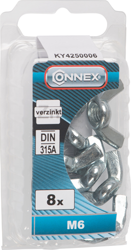 Connex vleugelmoer m6 8st vz - ky4250006