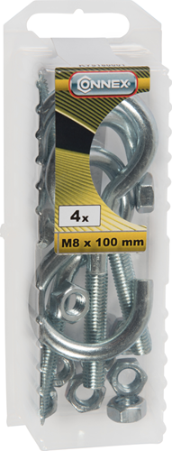 Connex waslijnhaakbout m8x100 * 4st vz - ky5180001