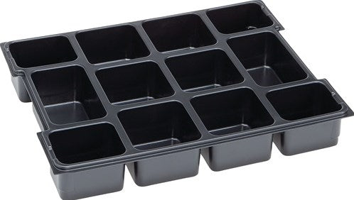 L-boxx verdeler voor kleine delen | b404xd312xh61 mm polystyreen | met 12 bakken | zwart | 1 stuk - 1000010126 1000010126