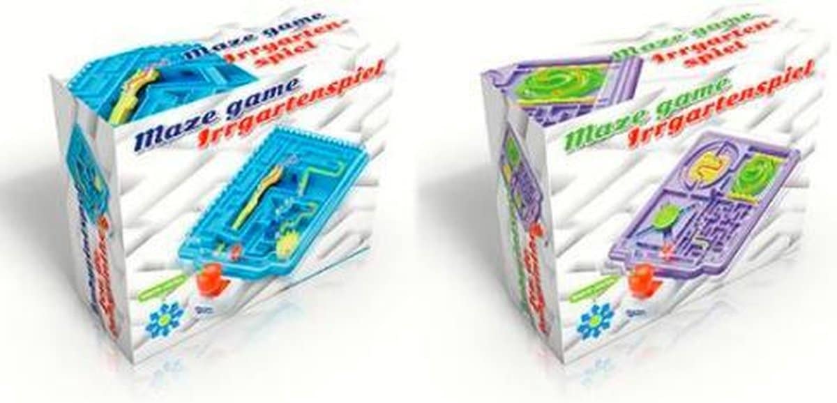 Bongers speelgoed labyrint spel met joystick om de bal naar het gaatje te laten rollen, 2 assorti