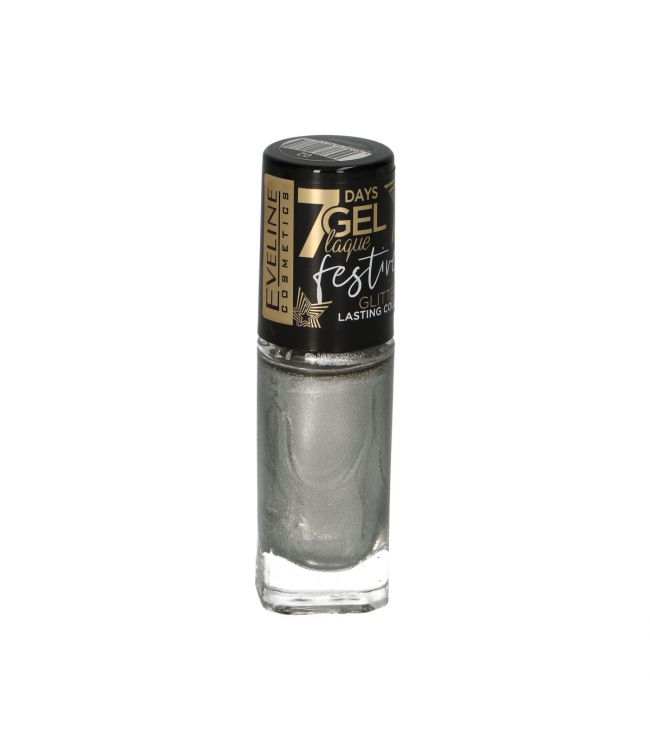 Eveline 7days gellak blijvende kleur 8ml nummer 02 zilver glitter
