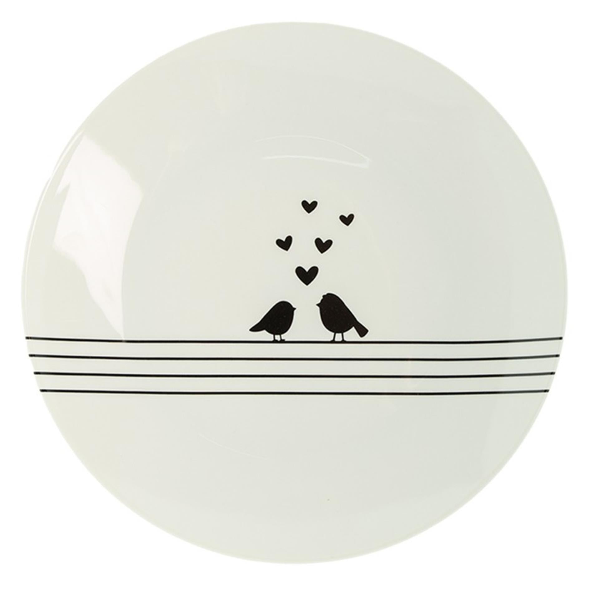 Clayre eef ontbijtbord vogels ø20x2cm