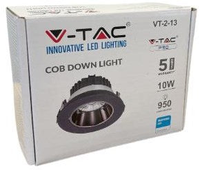 Led cob downlighter zwart 10w 3000k verstelbaar - 9371505