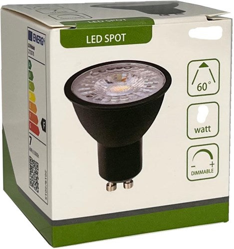 Enzo led spot gu10 230v 7-75w 60gr zwart 4000k dimbaar - led0652