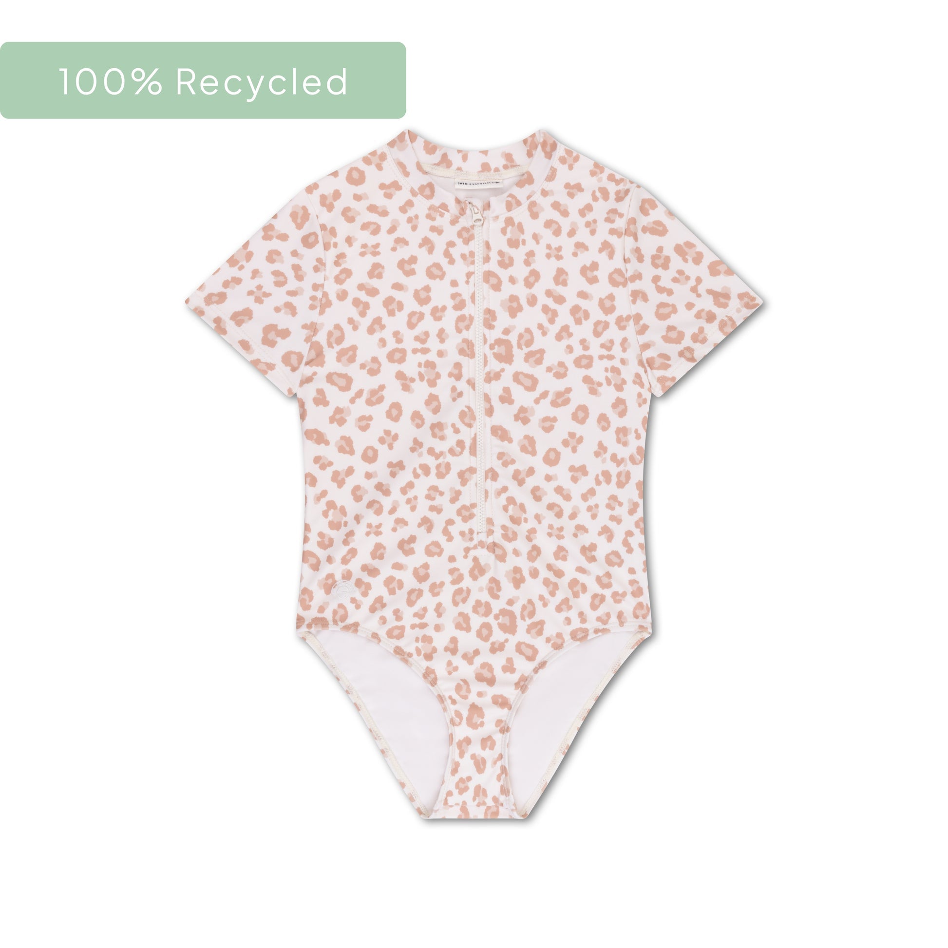 Leopard | beige meisjes uv badpak met korte mouwen