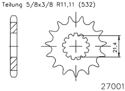 Esjot sprocket 532 15z standard