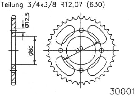 Esjot chain wheel 630 41z steel black