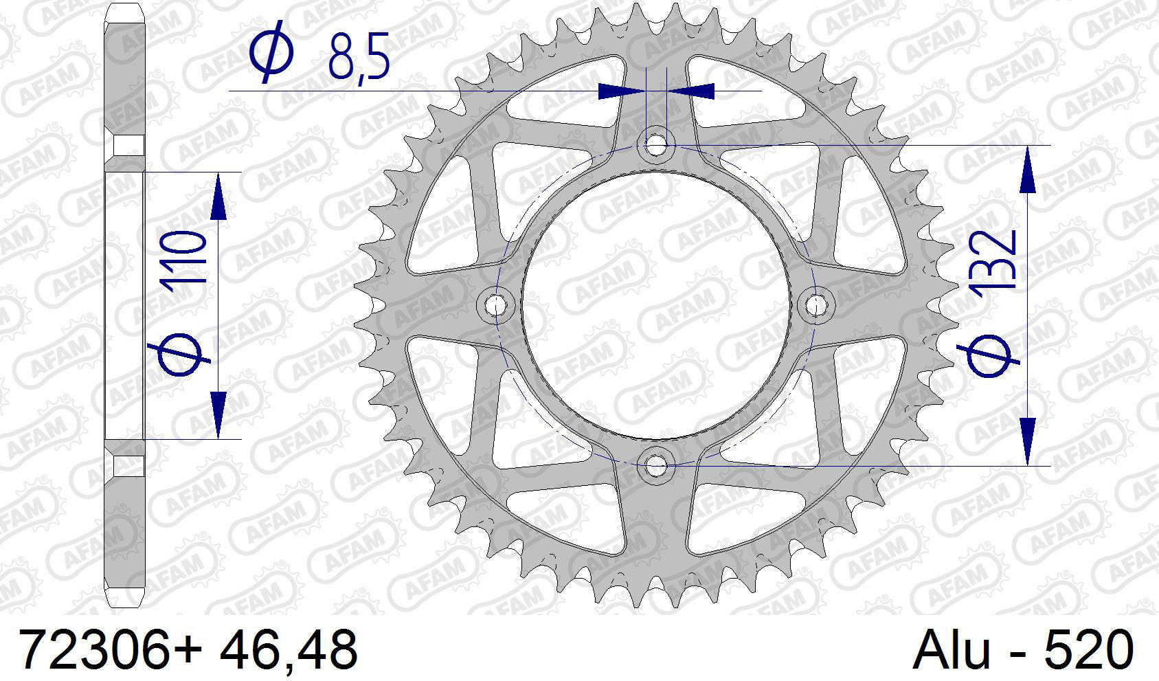 Afam chain wheel 520 46z alu anthrazite