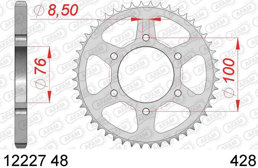 Afam chain wheel 428 43z steel silver