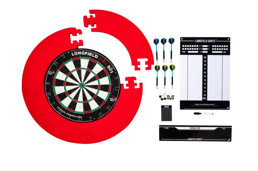 Toernooidartbord met toebehoren rood 8-delig