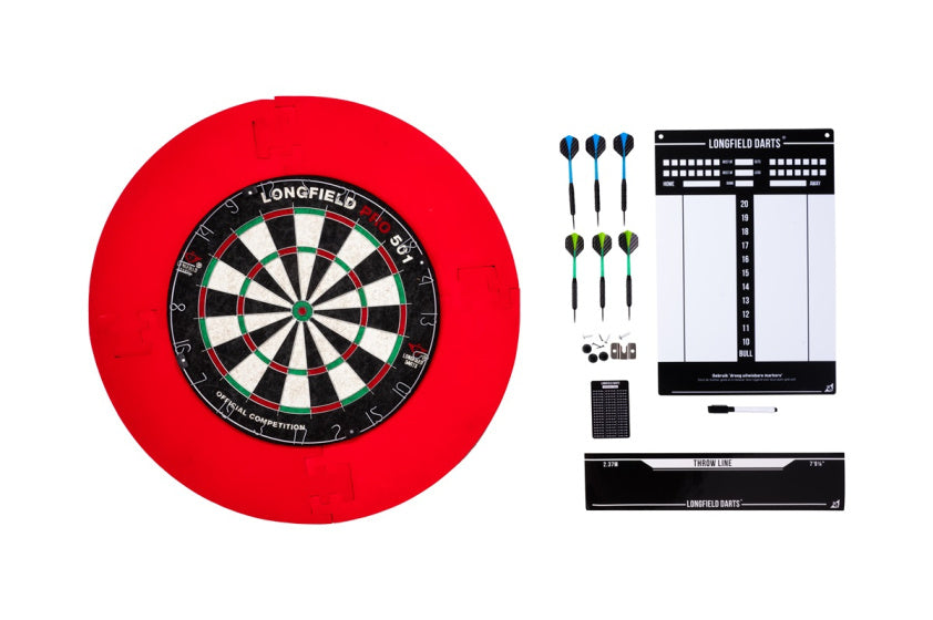 Toernooidartbord met toebehoren rood 8-delig