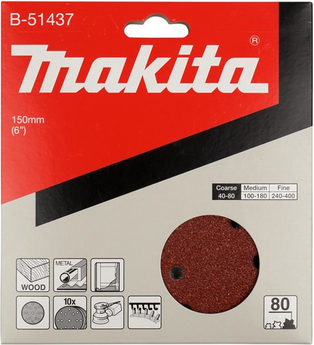 Makita accessoires makita b-51437 schuurschijf 150mm k80 red velcro