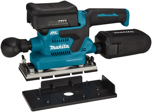 Makita dbo381rtju | accu vlakschuurmachine | 18v | li-ion | 2 x 5,0 ah accu en snellader | met aws zender | in mbox - dbo381rtju