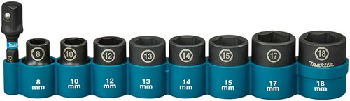 Makita krachtdopset impact black, 3 8 9-dlg - e-16639