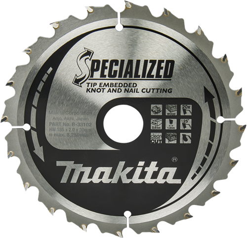 Makita accessoires makita zaagblad tipe 185x30x2,0 20t 25g - b-33102