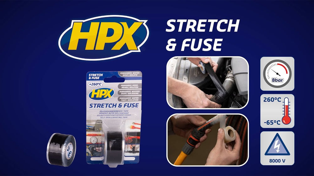 Hpx producten stretch fuse reparatietape silicone zwart 25mm x 3m