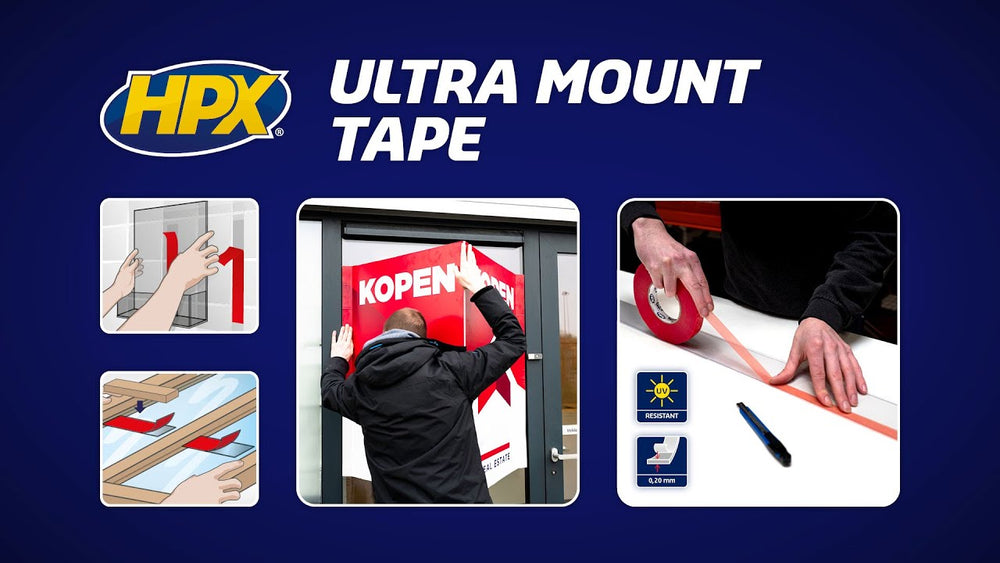 Hpx producten dubbelzijdig tape ultra mount transparant 19mm x 10m