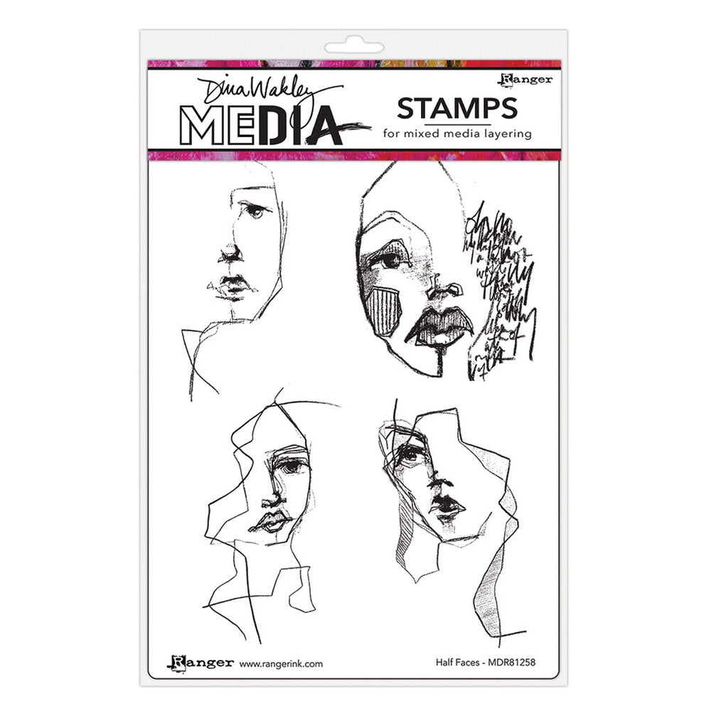 Ranger ink ranger • dina wakley media cling stamps half faces