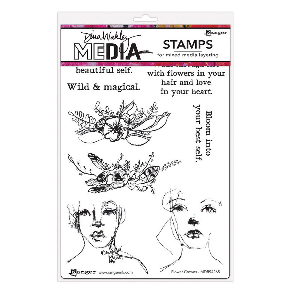 Ranger ink ranger • dina wakley media cling stamps flower crowns