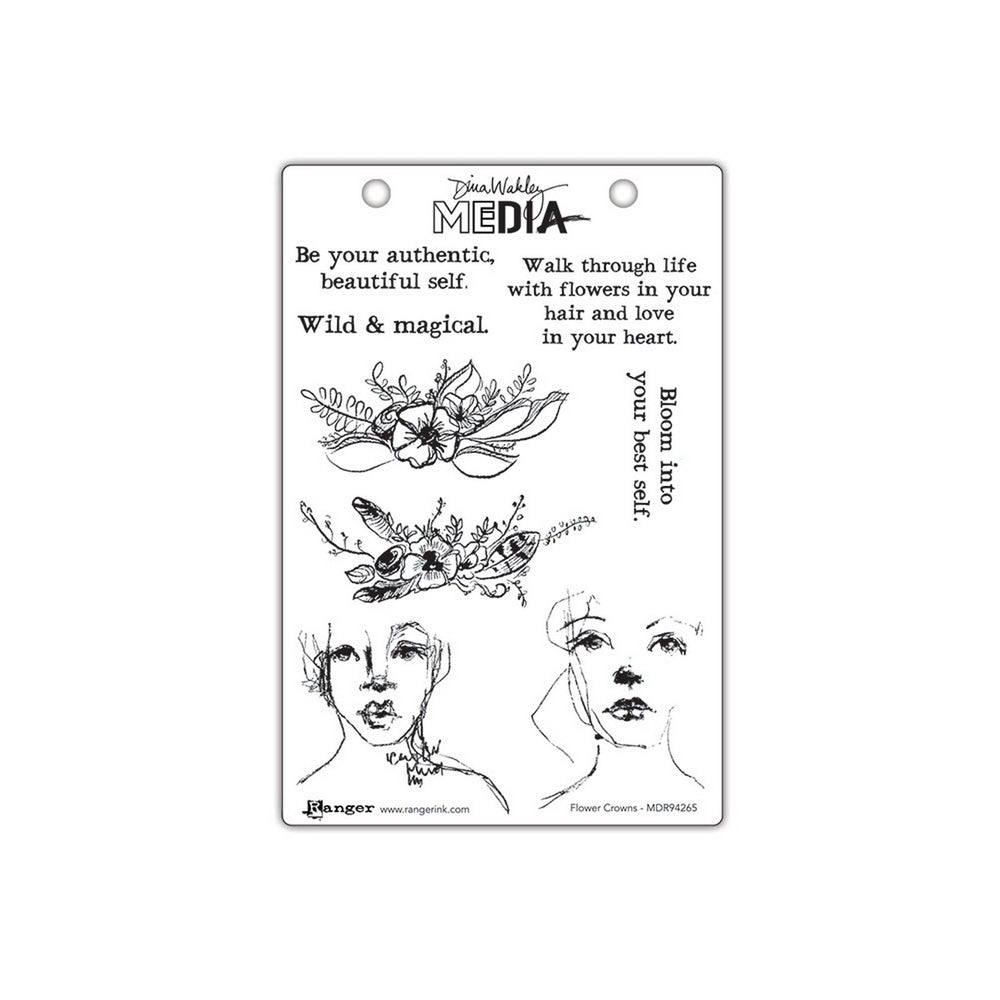 Ranger ink ranger • dina wakley media cling stamps flower crowns