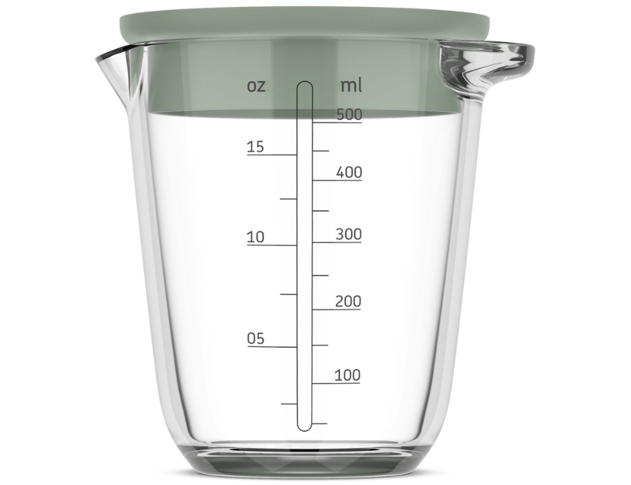 Glazen maatbeker 500ml met deksel nordic salie