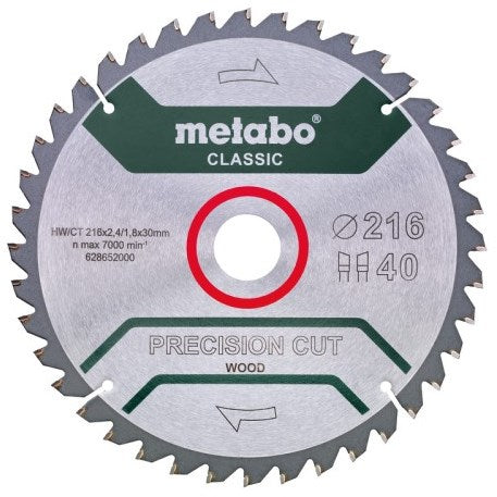 Metabo accessoires cirkelzaagblad | precision cut classic | 216x30mm | z40 wz 5° neg b - 628652000