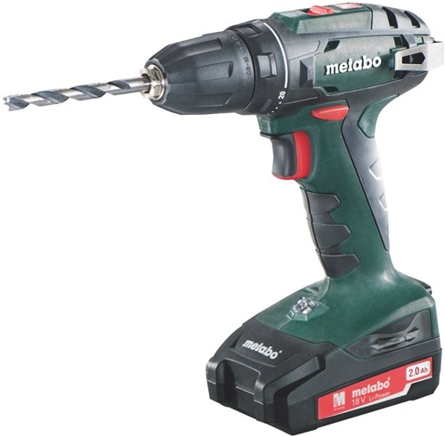 Metabo bs 18 | 18 volt 2.0ah accu-boorschroevendraaier 2x2ah li-ion, lader sc 30 - 602207560