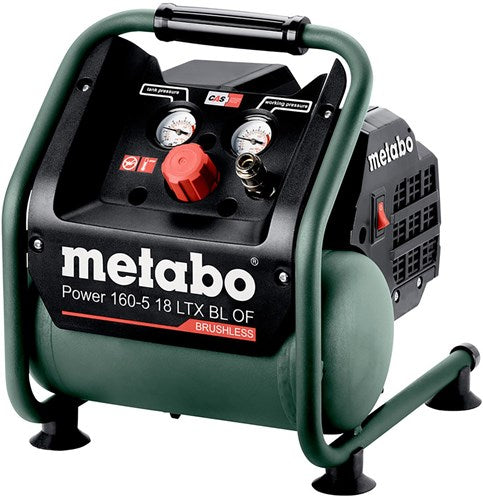 Metabo power 160-5 18 ltx bl of 18v li-ion accu compressor body | 8 bar | 120l min | koolborstelloos | zonder accu's en lader - 601521850