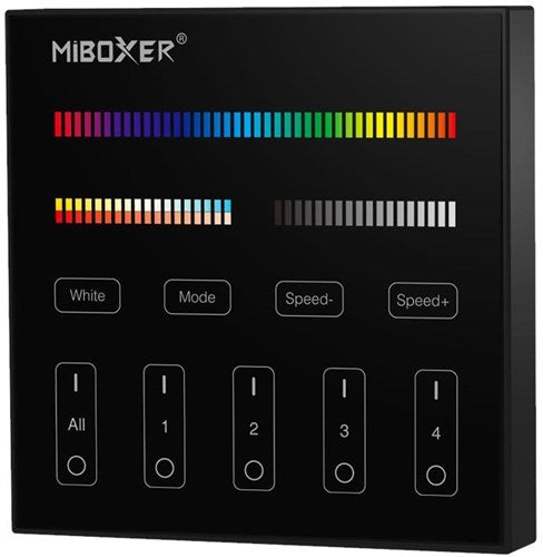 Mi-light miboxer rgb-cct draadloze opbouw schakelaar 2.4g 4-zones zwart - led0232