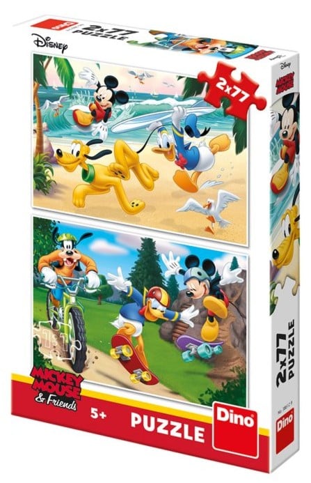 Dinotoys dinopuzzel - disney mickey mouse en vriendjes - 2 x 77 stukjes