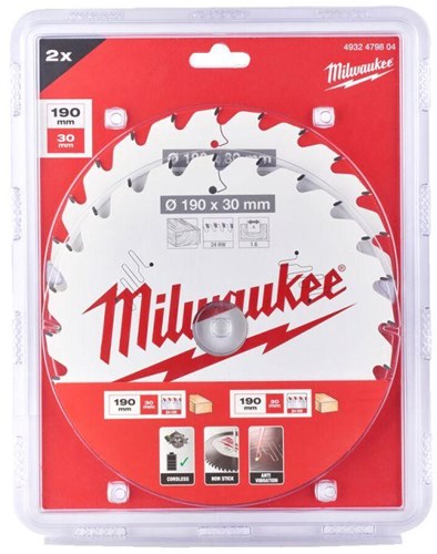 Milwaukee accessoires cirkelzaagblad csb | 165 x 24t | 2 delig - 4932479836